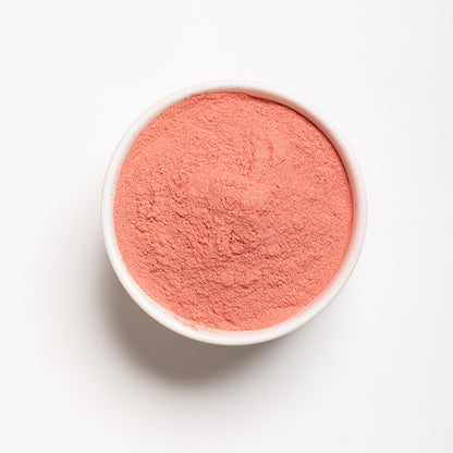 flat angle of natural strawberry powder