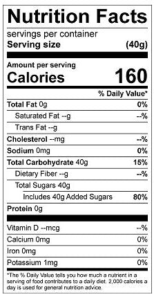 nutritional facts for Superfine Caster Sugar 