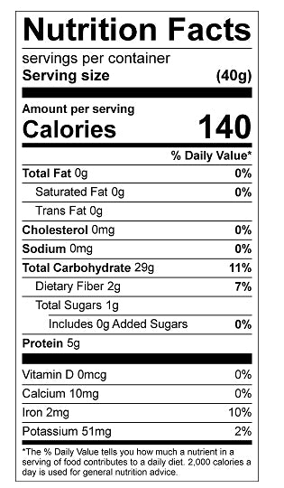 nutritional facts for Vital Wheat Flour with 75% protein 