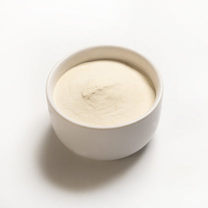 A bowl filled with 80 mesh Xanthan gum 
