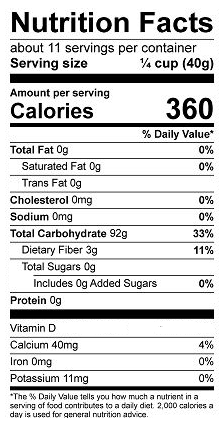 nutritional facts for arrowroot powder 