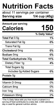 Nutritional facts for Patent Wheat High Gluten flour 